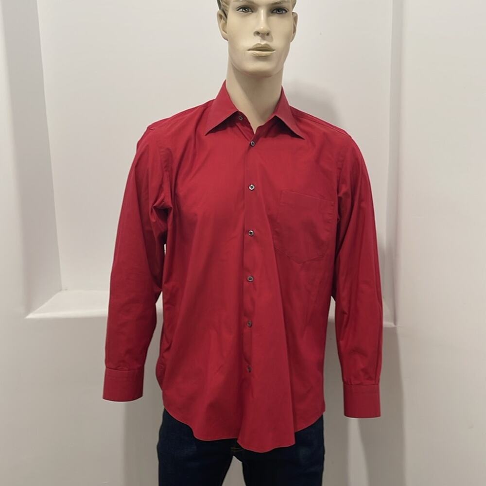 Hugo Boss Red Long Sleeve Men's Shirt Cotton Size 16 - Picture 3 of 7